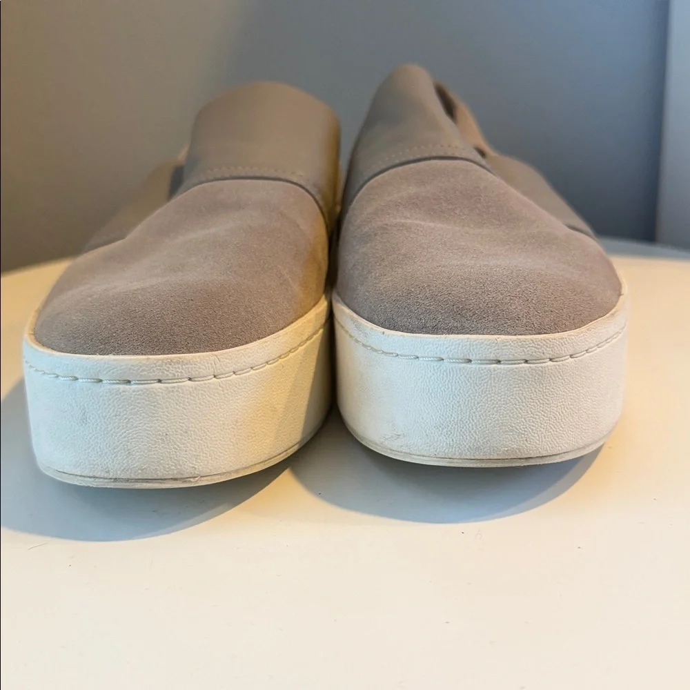 Vince Women's Gray Ward Leather Slip-On Suede Leather Sneaker/Loafer Cushioned